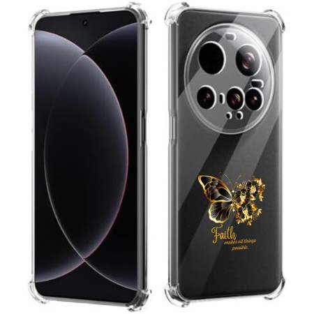 Husa Antisoc pentru Xiaomi 15 Ultra - AirBag TPU, Colțuri Ranforsate- Butterfly Auriu 