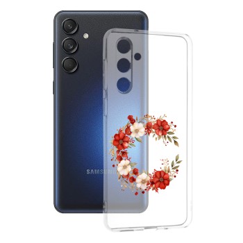 Husa Transparenta TPU pentru Samsung Galaxy M55, Tech Flower Ring 1, Ultra-Slim, Protectie Completa