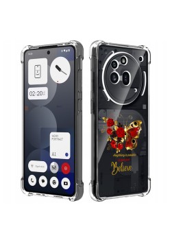 Husa Antisoc pentru Nothing Phone (3a) Pro - AirBag TPU, Colțuri Ranforsate- Butterfly Rosu 