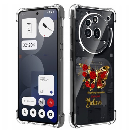 Husa Antisoc pentru Nothing Phone (3a) Pro - AirBag TPU, Colțuri Ranforsate- Butterfly Rosu 
