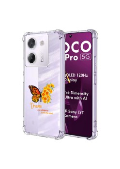 Husa Antisoc pentru Xiaomi Poco M7 Pro 5G - AirBag TPU, Colțuri Ranforsate- Butterfly Galben 