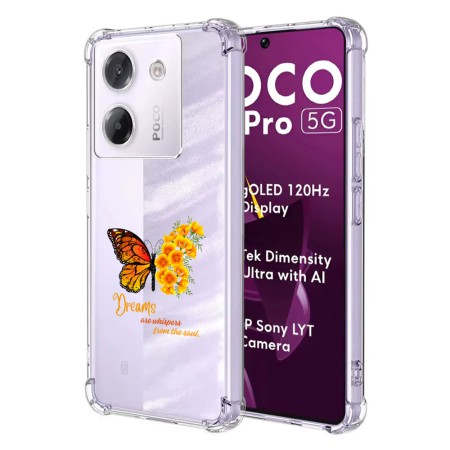 Husa Antisoc pentru Xiaomi Poco M7 Pro 5G - AirBag TPU, Colțuri Ranforsate- Butterfly Galben 