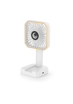 Ventilator Portabil de Gât și Birou, 3 Viteze, Suport Telefon, USB, Pliabil 180°, 14 x 7 cm, Alb, din ABS