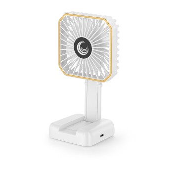 Ventilator Portabil de Gât și Birou, 3 Viteze, Suport Telefon, USB, Pliabil 180°, 14 x 7 cm, Alb, din ABS