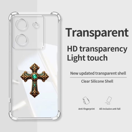 Husa Antisoc pentru Xiaomi Poco M7 Pro 5G - AirBag TPU, Colțuri Ranforsate - Cross Smarald