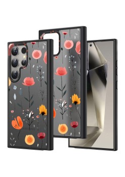 Husă pentru Samsung Galaxy S25 Ultra, Flower 15, Protecție Cameră, Antișoc, Design Slim, Negru
