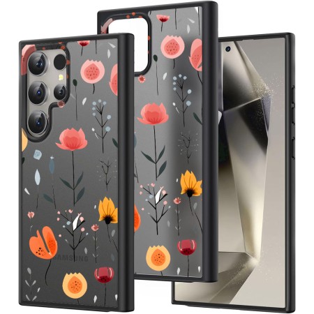 Husă pentru Samsung Galaxy S25 Ultra, Flower 15, Protecție Cameră, Antișoc, Design Slim, Negru