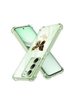 Husa Antisoc pentru Realme 14x - AirBag TPU, Colțuri Ranforsate- Butterfly Auriu 