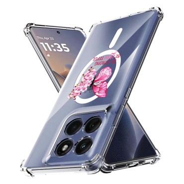 Husa Antisoc pentru Motorola Edge 60 / Edge 60 Fusion - AirBag Magsafe, Colțuri Ranforsate- Butterfly Roz 