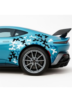 Stickere auto Tuning Paint Stains, set 2 bucati, 97x47 cm, design in 2 culori, negru si alb, folie Oracal rezistenta exterior