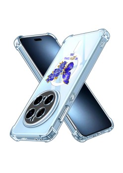 Husa Antisoc pentru Honor Magic7 Pro AirBag TPU, Colțuri Ranforsate- Butterfly Albastru