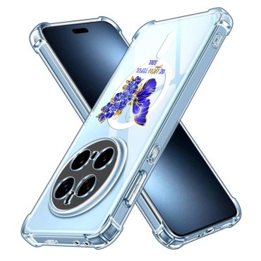 Husa Antisoc pentru Honor Magic7 Pro AirBag TPU, Colțuri Ranforsate- Butterfly Albastru