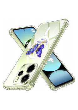 Husa Antisoc pentru Xiaomi Redmi Note 14 4G (Regional) AirBag TPU, Colțuri Ranforsate- Butterfly Albastru