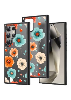 Husă pentru Samsung Galaxy S25 Ultra, Flower 12, Protecție Cameră, Antișoc, Design Slim, Negru