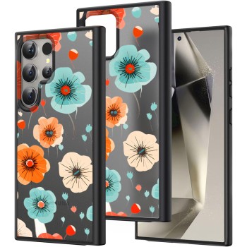 Husă pentru Samsung Galaxy S25 Ultra, Flower 12, Protecție Cameră, Antișoc, Design Slim, Negru