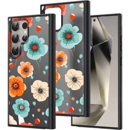Husă pentru Samsung Galaxy S25 Ultra, Flower 12, Protecție Cameră, Antișoc, Design Slim, Negru
