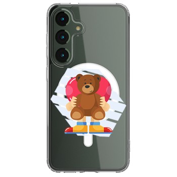 Husa personalizata Samsung Galaxy S24, MagSafe Atasare Magnetica, Teddy Bear Love