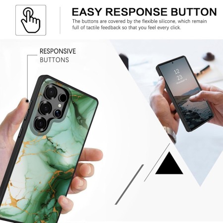 Husă pentru Samsung Galaxy S25 Ultra, Marble LC, Protecție Cameră, Antișoc, Design Slim, Alb - Verde