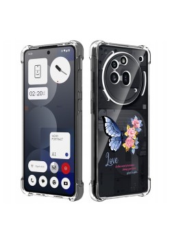 Husa Antisoc pentru Nothing Phone (3a) Pro - AirBag TPU, Colțuri Ranforsate- Butterfly Albastru 