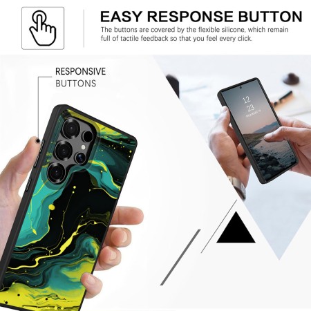Husă pentru Samsung Galaxy S25 Ultra, Marble, Protecție Cameră, Antișoc, Design Slim, Negru - Verde - Blue