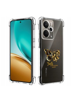 Husa Antisoc pentru Realme 14 / Realme 14T - AirBag TPU, Colțuri Ranforsate- Butterfly Auriu 