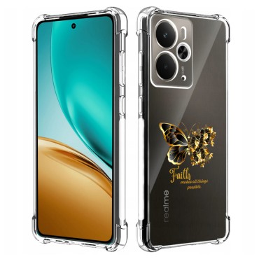 Husa Antisoc pentru Realme 14 / Realme 14T - AirBag TPU, Colțuri Ranforsate- Butterfly Auriu 