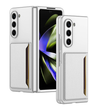 Husa telefon compatibil Samsung Galaxy Z Fold 5, Wallet Premium, Sustine Card, Alb