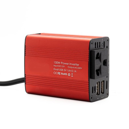 Convertor Tensiune Auto 12V la 230V, 150W Putere Nominala / 300W Varf, 2 x USB 5V, Priza Universala