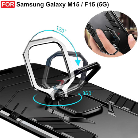 Husa pentru Samsung Galaxy M15, Inel Magnetic tip Suport, Negru