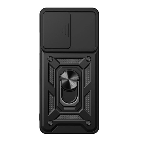 Husa telefon compatibila Realme C67 4G, Slide & Snap Premium, Magnetic Ring Holder, Negru