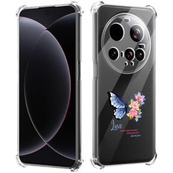 Husa Antisoc pentru Xiaomi 15 Ultra - AirBag TPU, Colțuri Ranforsate- Butterfly Albastru 