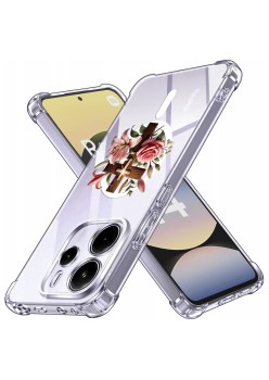 Husa Antisoc pentru Xiaomi Redmi Note 14 4G (Standard) - AirBag Magsafe, Colțuri Ranforsate - Cross Floral