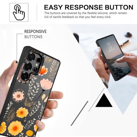 Husă pentru Samsung Galaxy S25 Ultra, Flower 13, Protecție Cameră, Antișoc, Design Slim, Negru