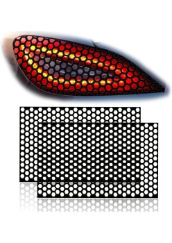 Set 2 Folii Autoadezive pentru Stopuri Auto, Model Honeycomb, Negru Mat, 2 x 48x30 cm, Oracal