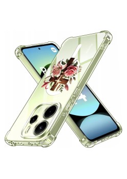 Husa Antisoc pentru Xiaomi Redmi Note 14 4G (Regional) - AirBag Magsafe, Colțuri Ranforsate - Cross Floral