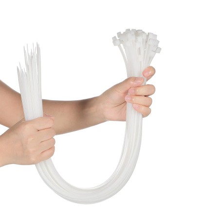 Coliere de Prindere (Șoricei) din Plastic,Set 100, 100x3 mm, Poliamidă PA66, Alb, Rezistență 8kg