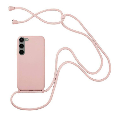 Husa compatibila cu Samsung Galaxy S23 Plus, Strap, Cu Snur prindere gat regrabil, Camera Protect, Antishock, Nude Pink