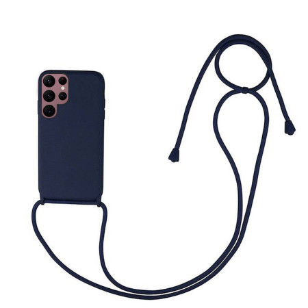 Husa compatibila cu Samsung Galaxy S22 Ultra, Strap, Cu Snur prindere gat regrabil, Camera Protect, Antishock, Albastru