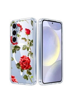 Husa pentru Samsung Galaxy S25, magnetica compatibila MagSafe, Roses, protectie completa anti soc