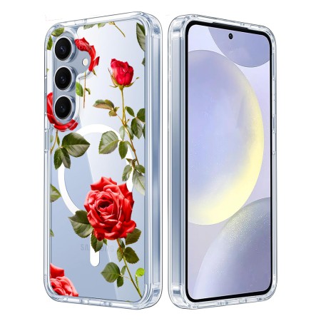 Husa pentru Samsung Galaxy S25, magnetica compatibila MagSafe, Roses, protectie completa anti soc