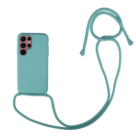 Husa compatibila cu Samsung Galaxy S22 Ultra, Strap, Cu Snur prindere gat regrabil, Camera Protect, Antishock, Mint Green