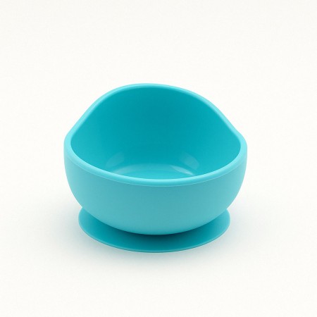 Accesorii diversificare bebelusi 5 piese din silicon, farfurie si bol cu ventuza, baveta, tacamuri, fara BPA, albastru