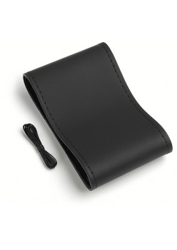 Husa volan din piele ecologica ne-perforata, diametru 37-39 cm, cu ac si ata Neagra