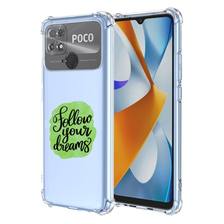 Husa Antisoc pentru Xiaomi Poco C40, AirBag PRO, Clear, Follow Your Dreams