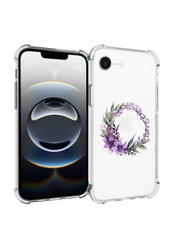 Husa Antisoc pentru iPhone 16e, AirBag, Pink wreath 10, Clear 