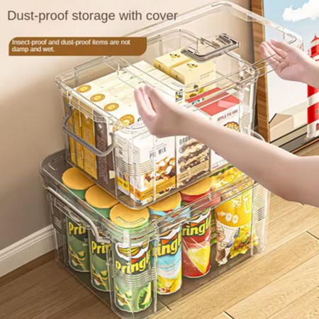 Cutie De Depozitare pentru Alimente, Jucarii, Accesorii, Portabila, 38.5x27.5x22 cm, Transparent-Gri