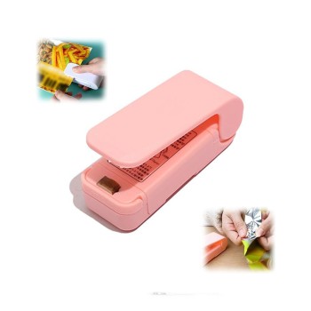 Aparat Portabil de Sigilat Pungi, Etanșare Termică, Funcționare pe Baterii, Spate Magnetic, 9.7x3 cm, Roz