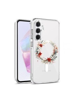 Husa pentru Samsung Galaxy A16, Atasare Magnetica, MagSafe, Pink Wreath 9, Clear