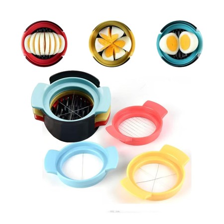 Set Feliator 3în1 Multifuncțional, pentru Ouă și Fructe, Lame din Oțel Inoxidabil, Design Compact, 9 x 10.5 x 5.5 cm, Multicolor