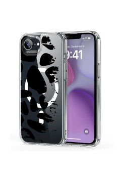 Husa pentru iPhone 16e, Atasare Magnetica, MagSafe, Pattern Skin 08, Clear